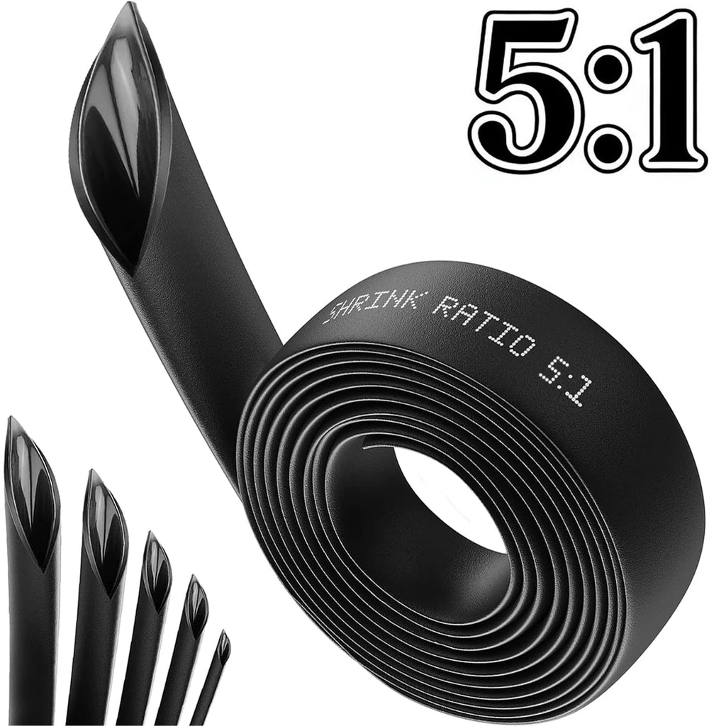 5 1 Ratio Heat Shrink Tubing Φ4mm to Φ52 Dual Wall Adhesive Lined Shrinkable Wire Wrap Tube Waterproof Industrial Sleeves Black