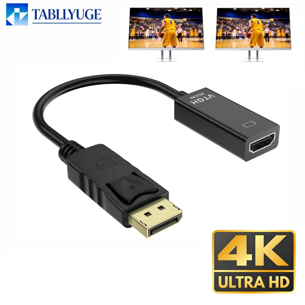DP to HDMI Adapter 4k DisplayPort to HDMI Converter Male to Female Video Cable for PC Laptop TV
