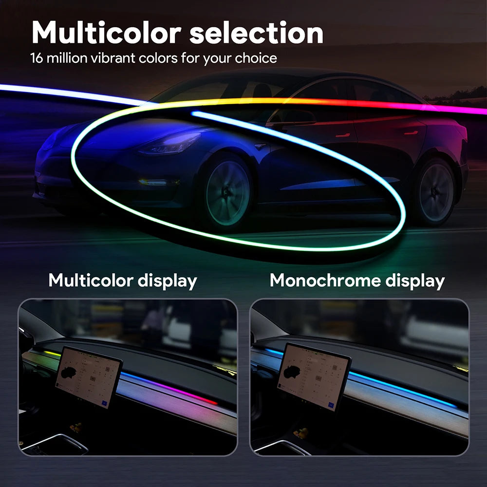 Car Universal LED Ambient Strip Light For Tesla Model 3 Y S 