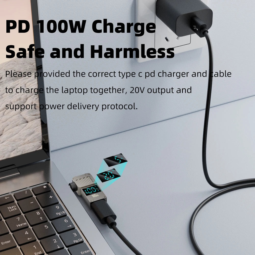 LED Display PD 100W Laptop Power Supply Adapter Charger Conn