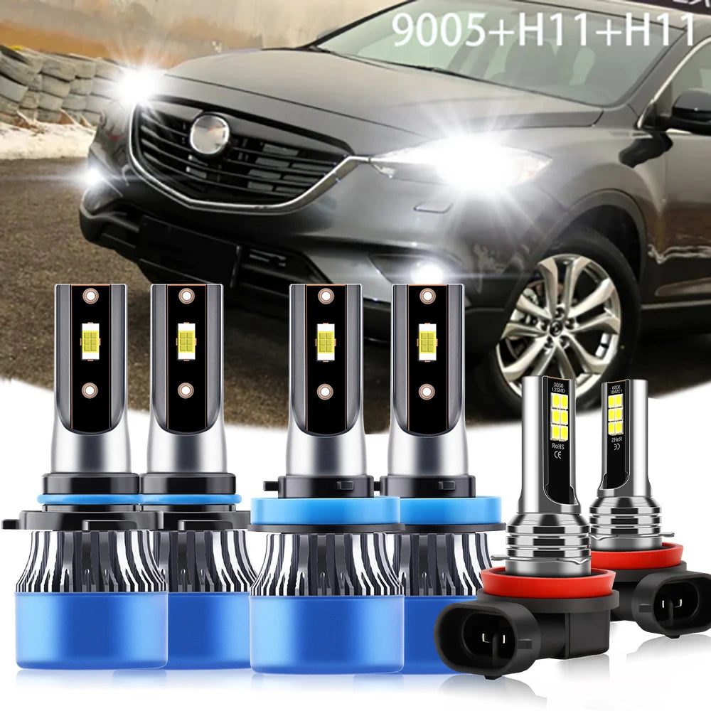 LED Headlight 9005/HB3 H11 Fog Light Combo Beam Bulbs Kit Ha