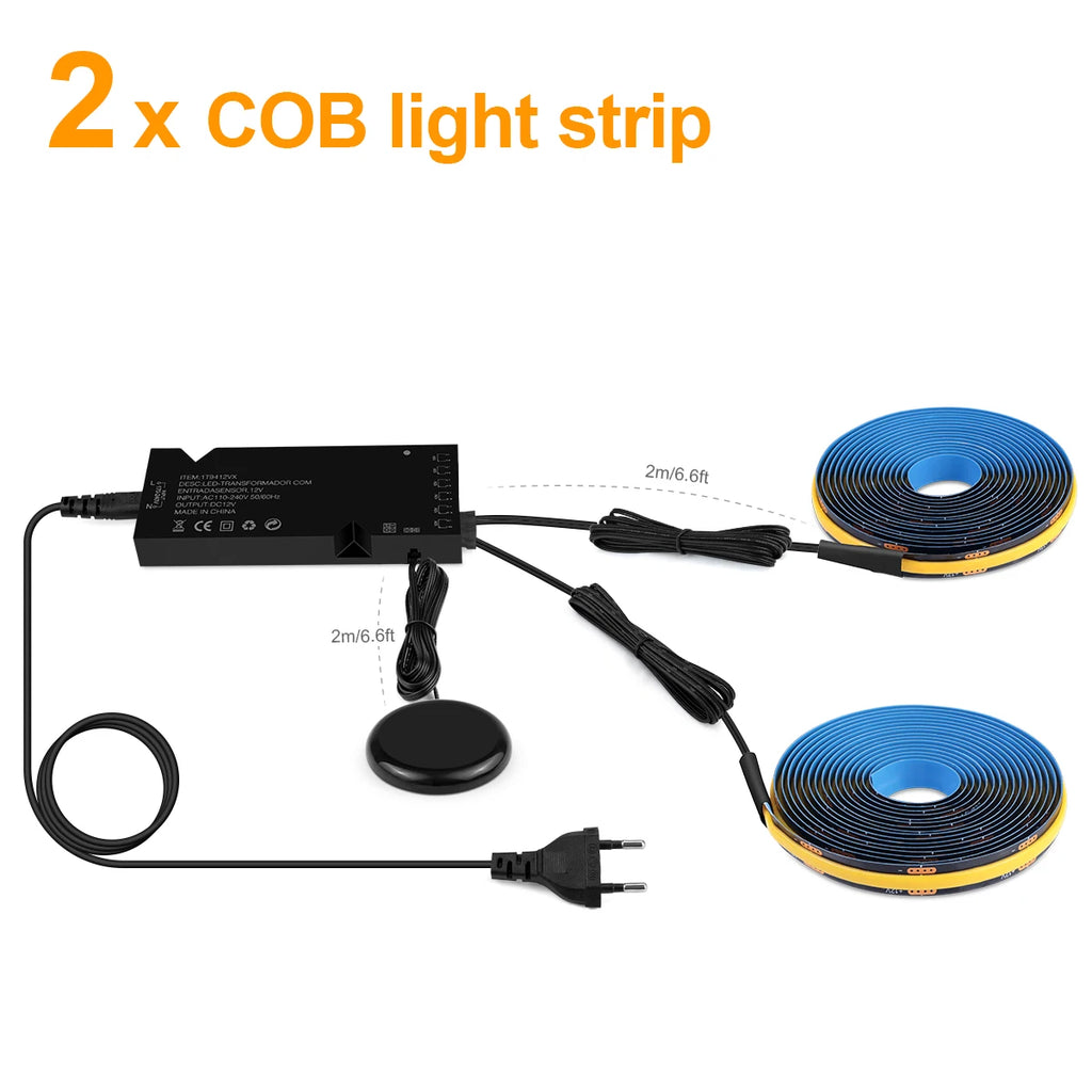 12V Acoustic Wall Panel Decor Lamp More Covert Dimmable Black PCB COB Light Strip With Touch Swtich For TV Cabinet Backlight