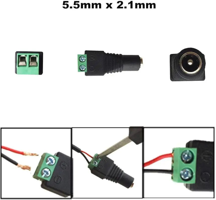 LED Connector Male+Female 2.1x5.5mm 12V DC Power Jack Plug A