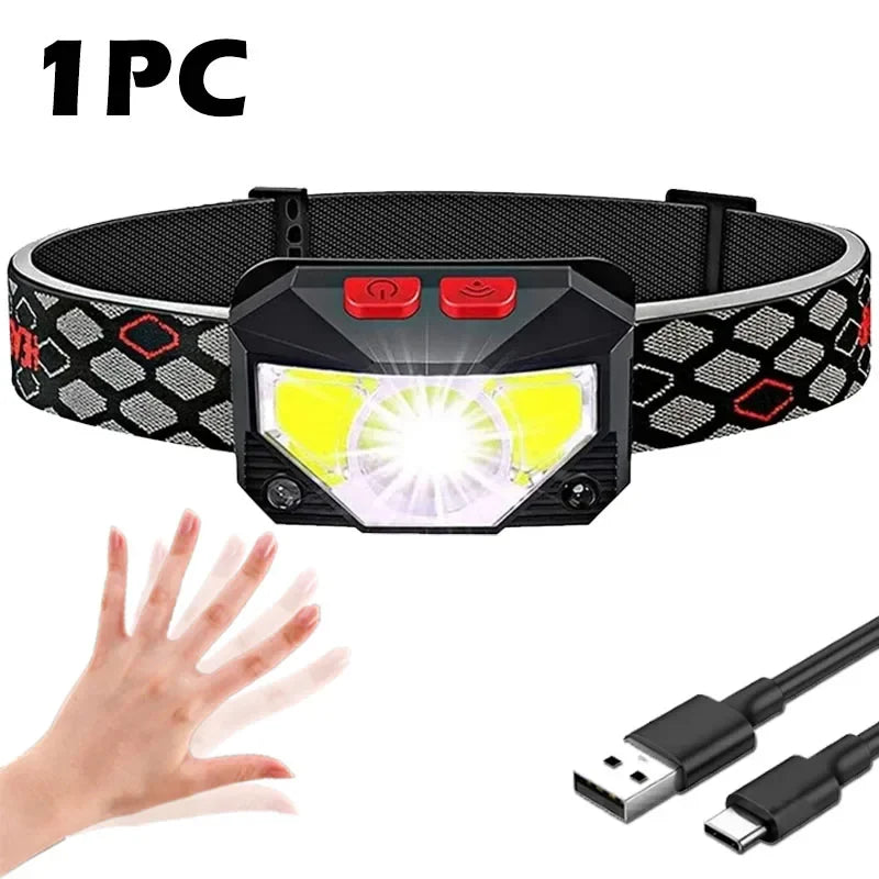 Headlamp Flashlight 1200 Lumen Ultra-Light Bright LED Rechargeable Headlight with White Red Light 2Pack Waterproof Motion