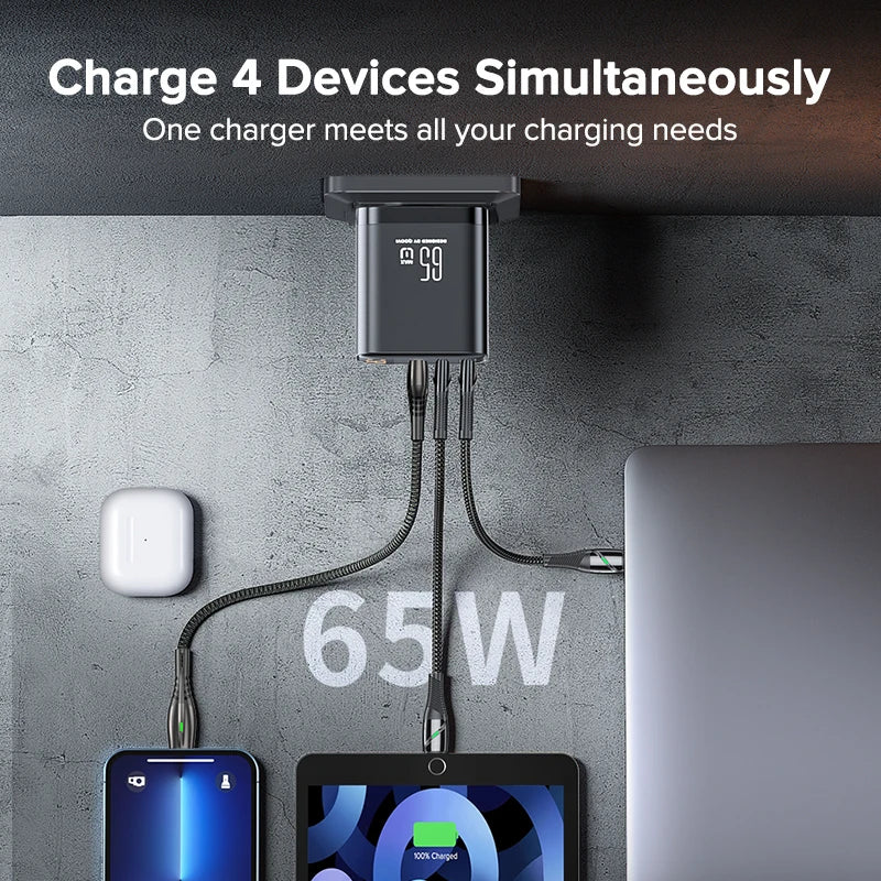 Tuodes 65w GaN Charger PPS PD USB Type C Fast Charging QC4.0