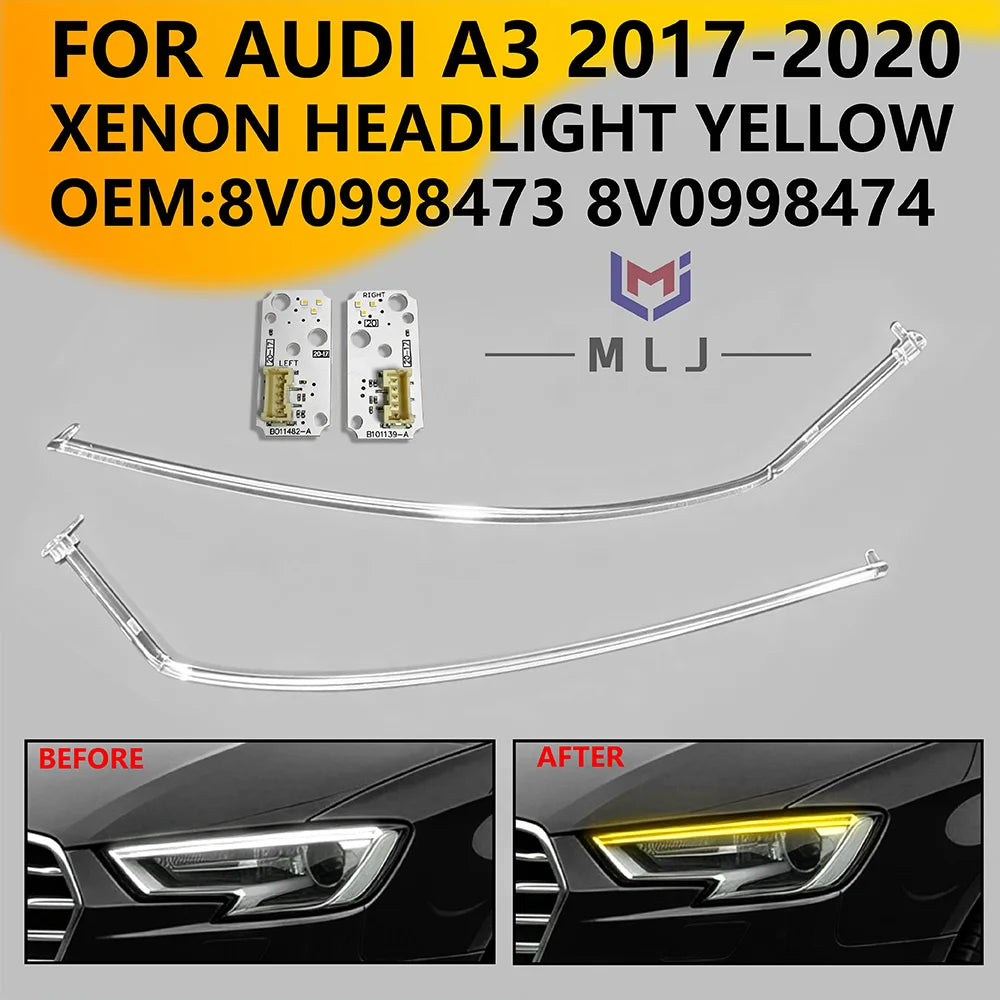 Headlight Yellow DRL Board Light Guide Tube Light Source Chips Daytime Running Light Replacement Parts for