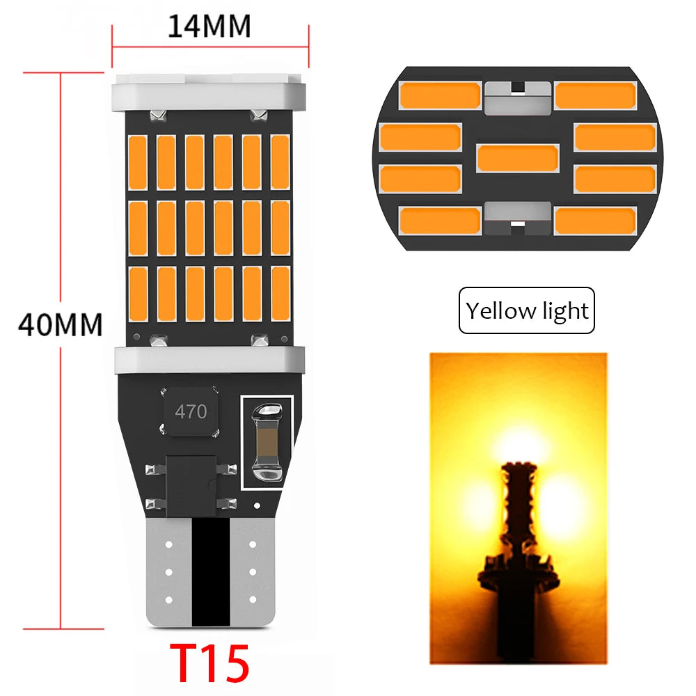 2/10pcs T10 W5W T15 W16W Car Led Lights Canbus No Error 4014SMD For Car Accessories Interior Lamps Tail Reverse Lights White 12V