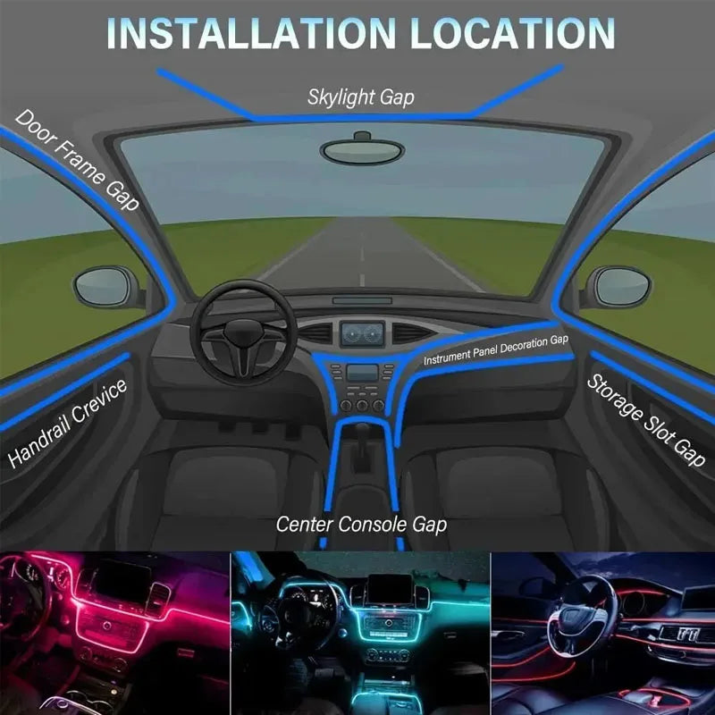 2/3/4/5M RGB Car Interior Atmosphere Light Ambient LED Light