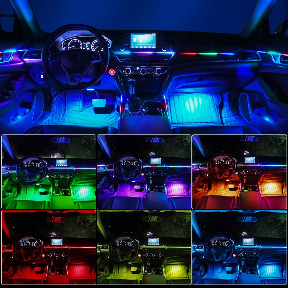 18/22 in 1 Acrylic Led Car Ambient Light RGB 213 64 Color Bl