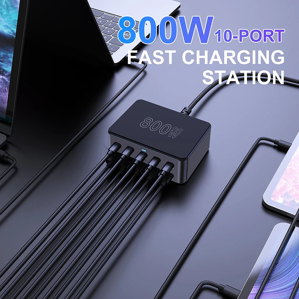 800W USB C GaN Charger 100W PD3.0 PPS QC3.0 Multiport Fast C