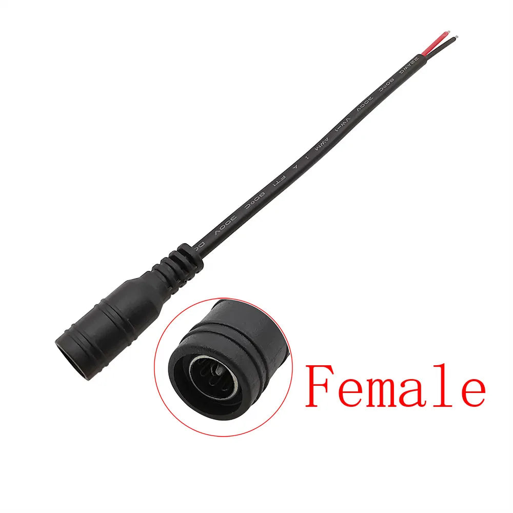 DC Power Pigtail Cable Wire 5.5mm X 2.1mm DC Male Plug / Fem