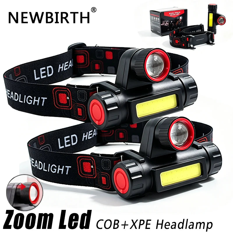 Portable Mini Powerful LED Headlamp XPE+COB USB Rechargeable