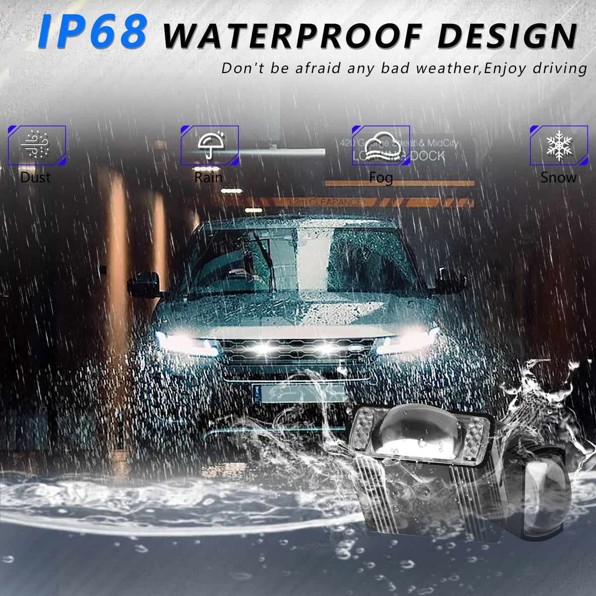 LED Car Grille Spotlight Projector Len Light DRL 120W 12000L