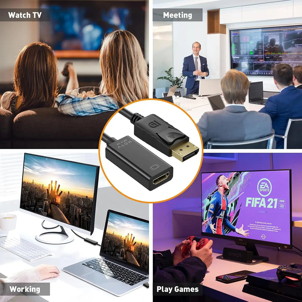 DP to HDMI Adapter 4k DisplayPort to HDMI Converter Male to 