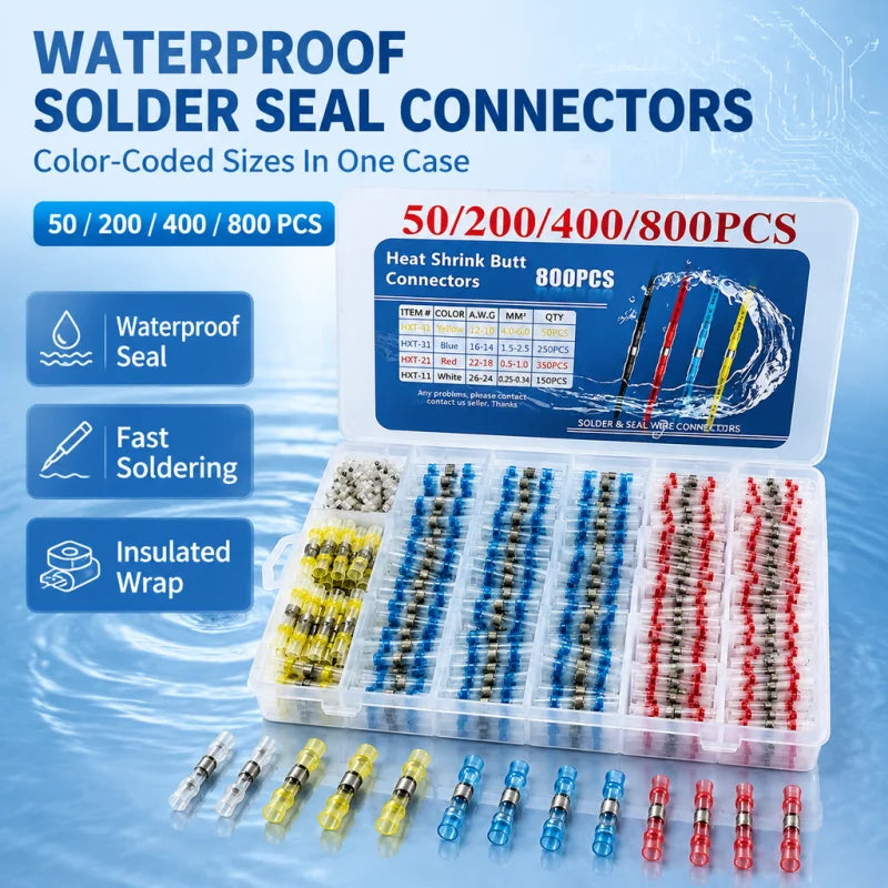 Waterproof Solder Seal Heat Shrink Butt Connectors Lug Termi