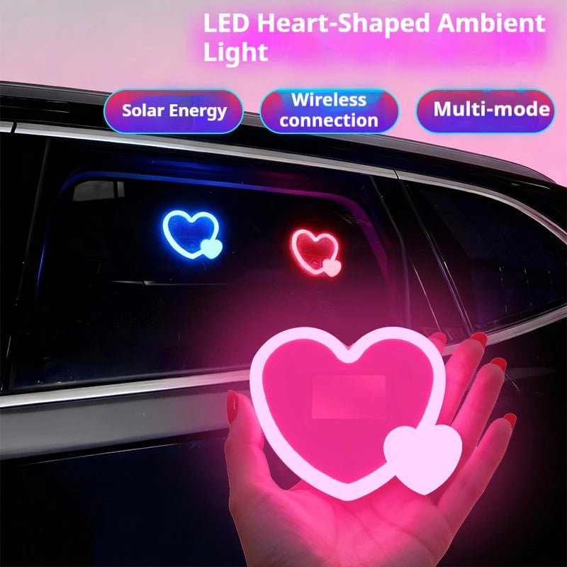 Solar Powered Car Neon Light Wireless Cute Heart Shaped Led 