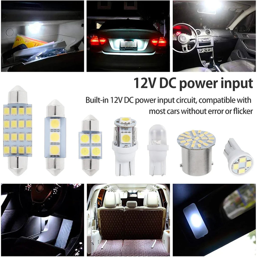 42Pcs LED Car Interior Lights T10 6000K SMD LED Replacement 