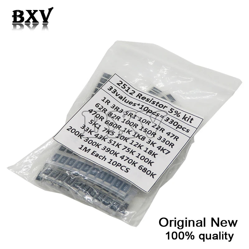330PCS 1 Ohm-1M Ohm Electronic Resistors 5% 2512 SMD Resisto
