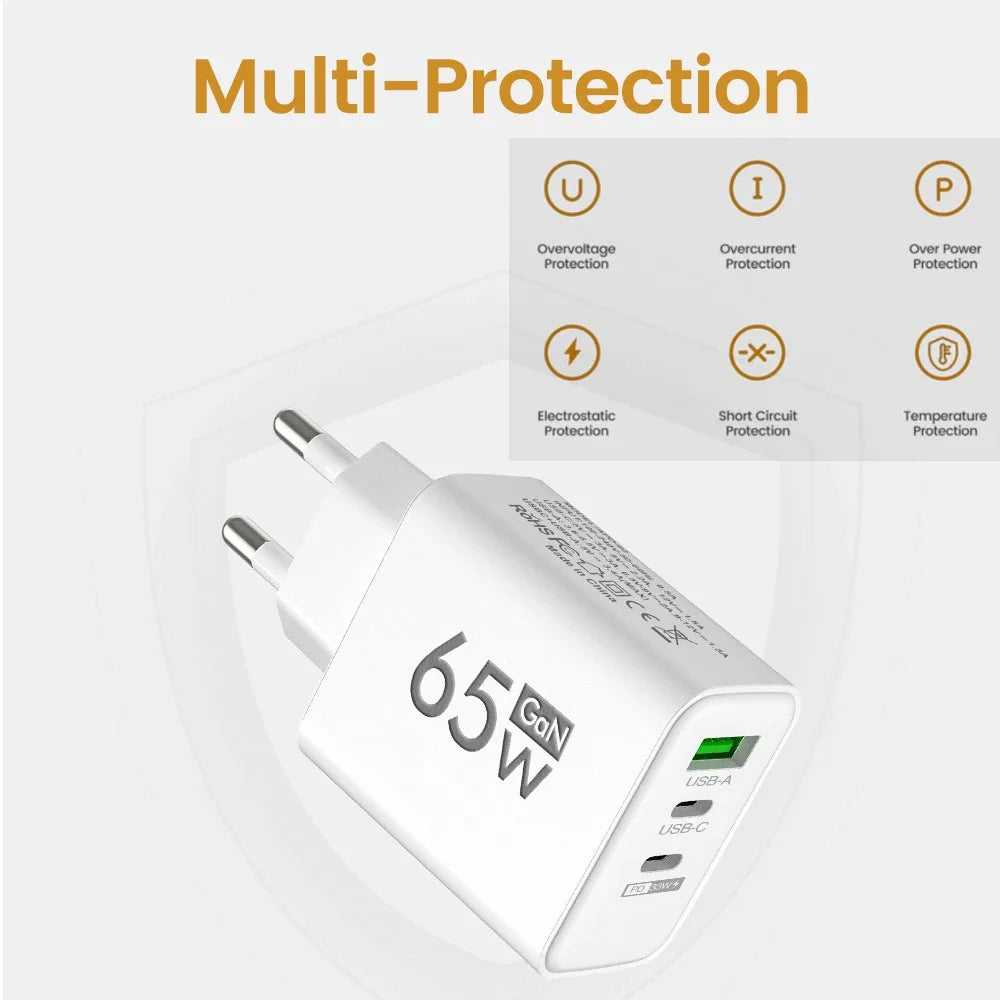 USB PD Type-C Multi-Port Charging Adapter Kr Charger for iPh