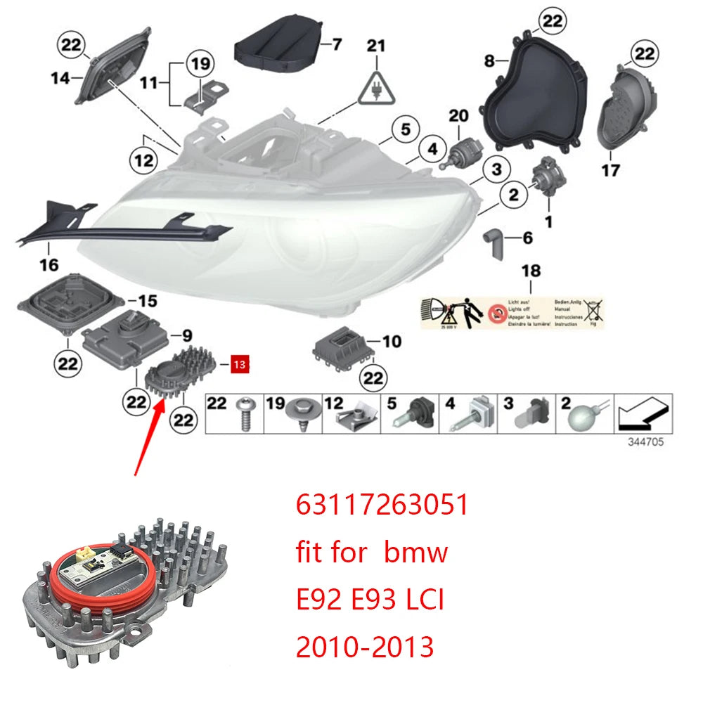 Angel Eyes DRL Boards Daylight Modules OE# 63117263051 For BMW E92 E93 LCI Xenon Headlight Daylight Red Blue
