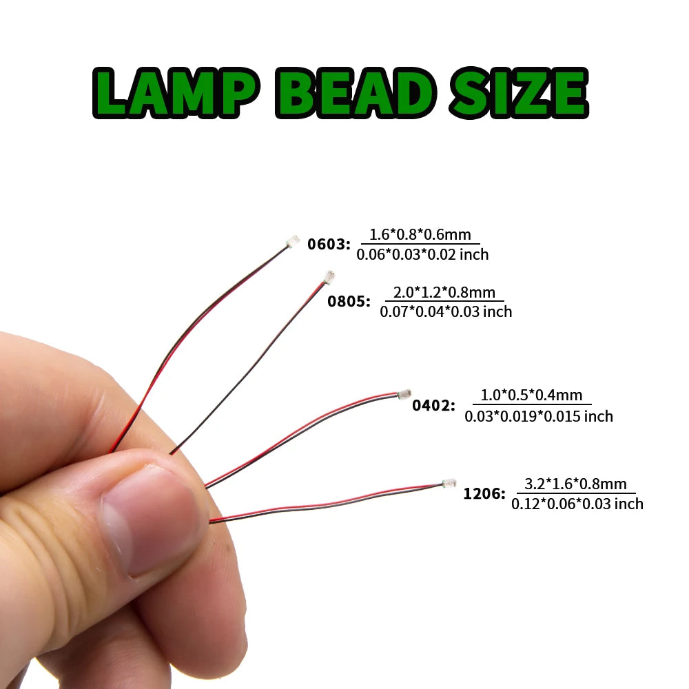 10pcs/Set Micro LED Lamp Chips 3V Pre-Soldered 0402 0603 080
