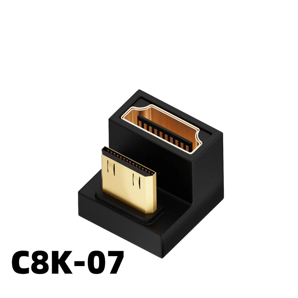 360 Degree Angled U-shaped L Converter Mini HDMI Male to HDMI-compatible 2.1V Female Extension 4K 5K 3D UHD 8K 60Hz Adapter