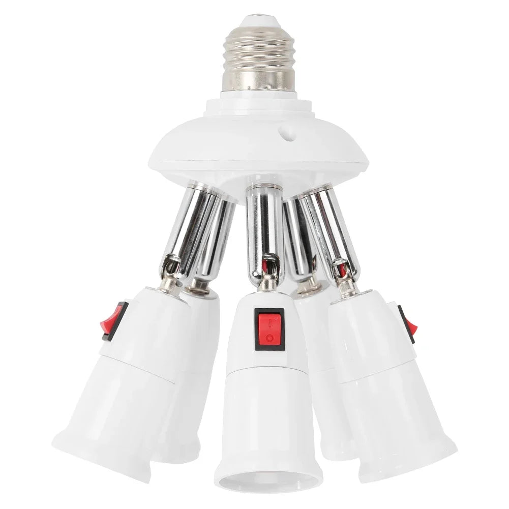 E27 Splitter 2/3/4/5 Heads Lamp Base Adjustable LED Light Bulb Holder Adapter Converter Socket High Quality Lamp Bulb Holder