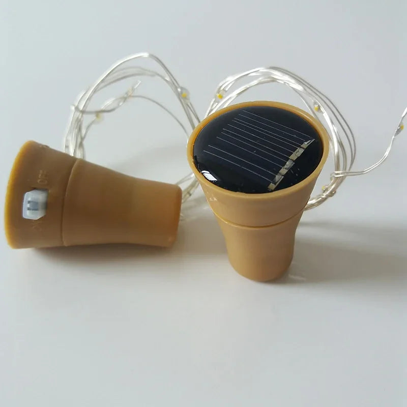 LED Solar String Garland Lights Outdoor Waterproof Copper Wire Bottle Stopper Shaped 1M Fairy Light Decor For Wedding Christmas