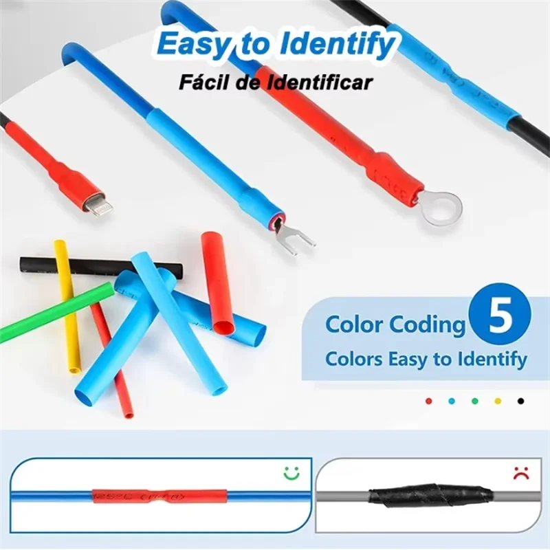 1160/580/164PCS Heat Shrink Tubing Kit Wire Shrinking Wrap C