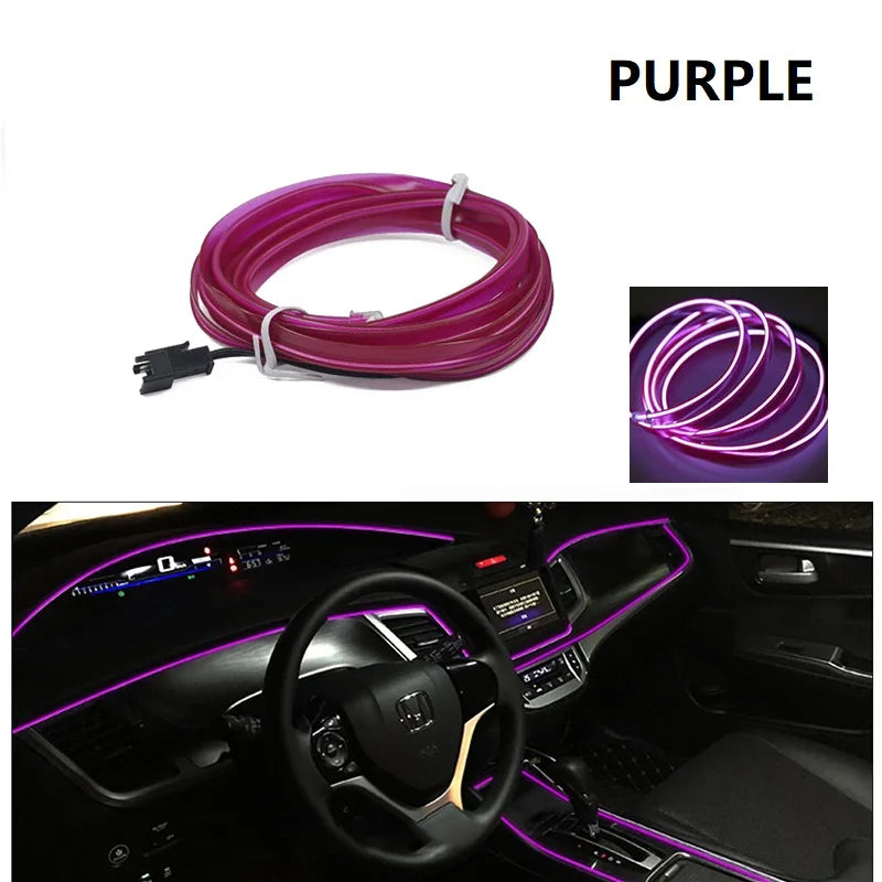 10m/3m/5m Neon LED Car Interior Lighting Strips Auto LED Strip Garland EL Wire Rope Car Decoration lamp Flexible Tube 12V