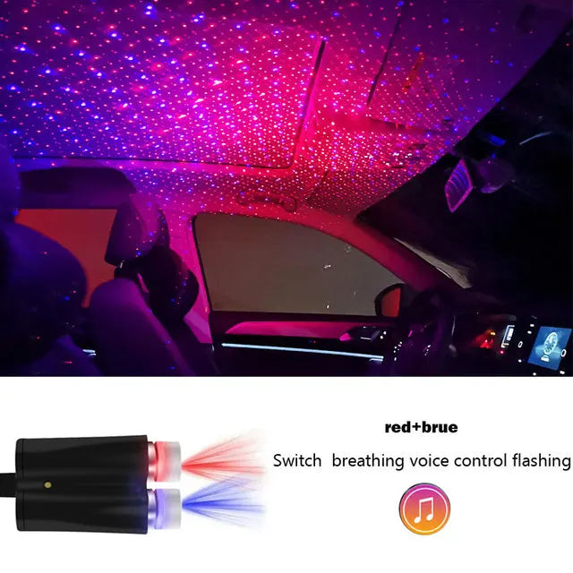 Mini Led Double Headed Roof Starry Night Light Car Atmosphere Projector Usb Galaxy Light Home Auto Decorative Lamps Accessories