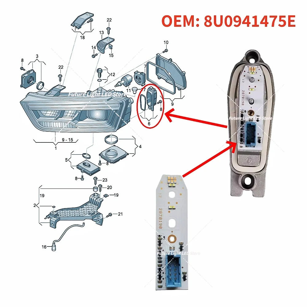 DRL LED Boards White Light For Audi Q3 RSQ3 Sportback 2017-2019 Headlight Daytime Running Light Module