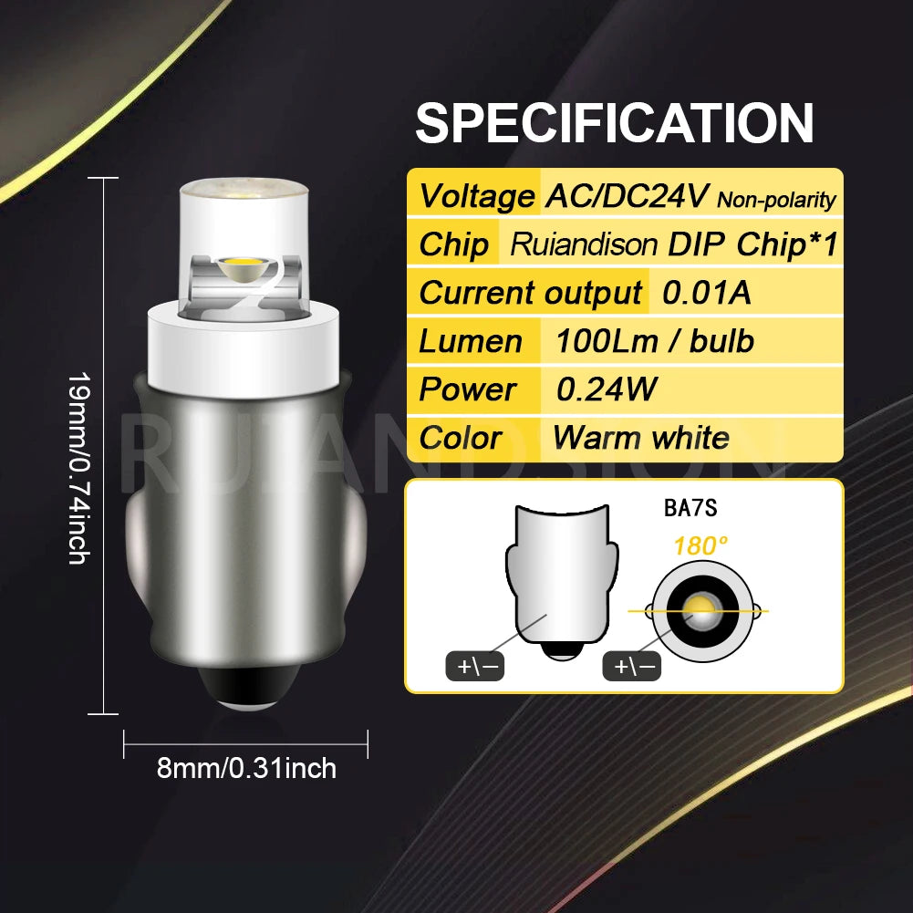 4Pcs 6V 12V 24V BA7S LLB281 GLB281 LED Car Bulb Interior Instrument Dashboard Light Auto Lamp White Red Yellow Green Blue