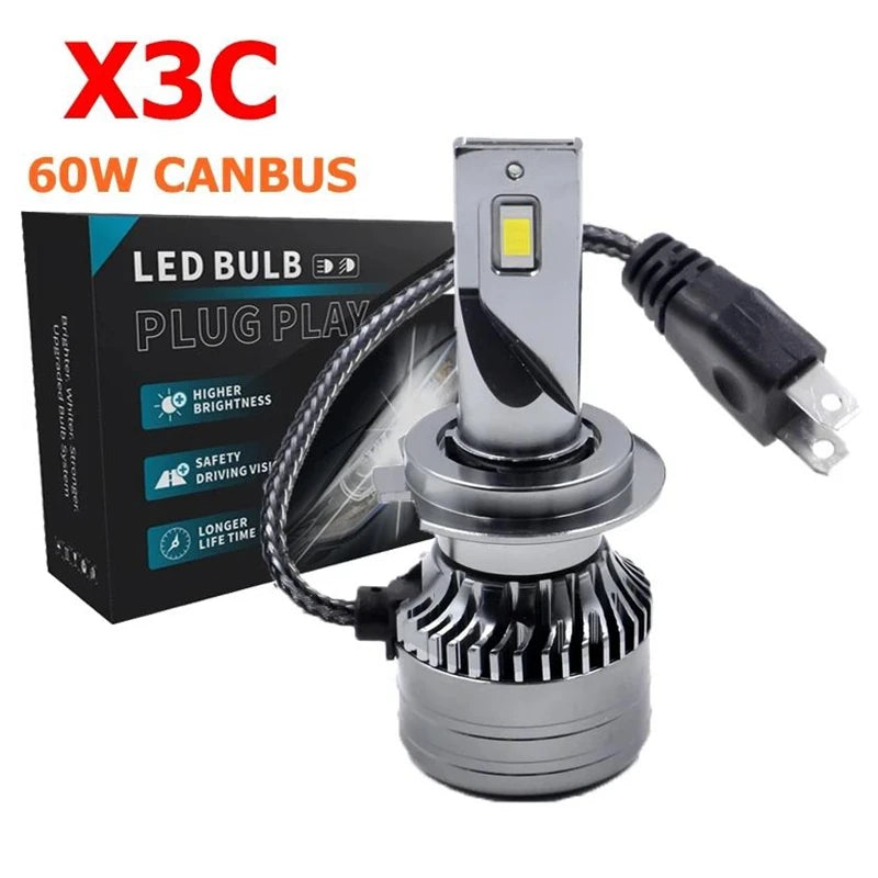 X3C 60w H7 Led Headlight Kit Fog Light H11 9005 9006 HB3 Car