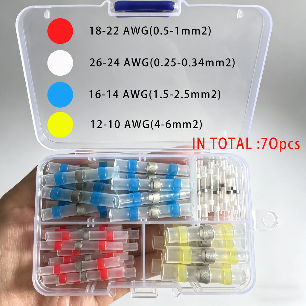 10 350pcs Solder Seal Wire Connectors Kit Heat Shrink Butt Crimp Terminals Waterproof Electrical Cable Splice Connector