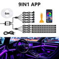 LED Car Interior Ambient Strip Lights RGB Fiber Optic Atmosphere Lighting Kit App Remote Control Neon LED Auto Decorative Lamp