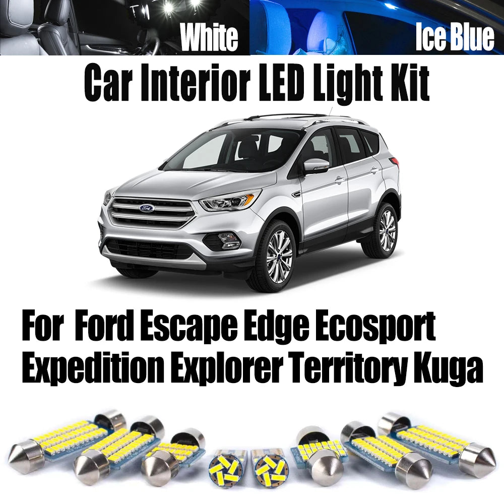 Bulbs Kit For Ford Escape Kuga Edge Ecosport Expedition Explorer Territory LED Interior Reading Dome Light