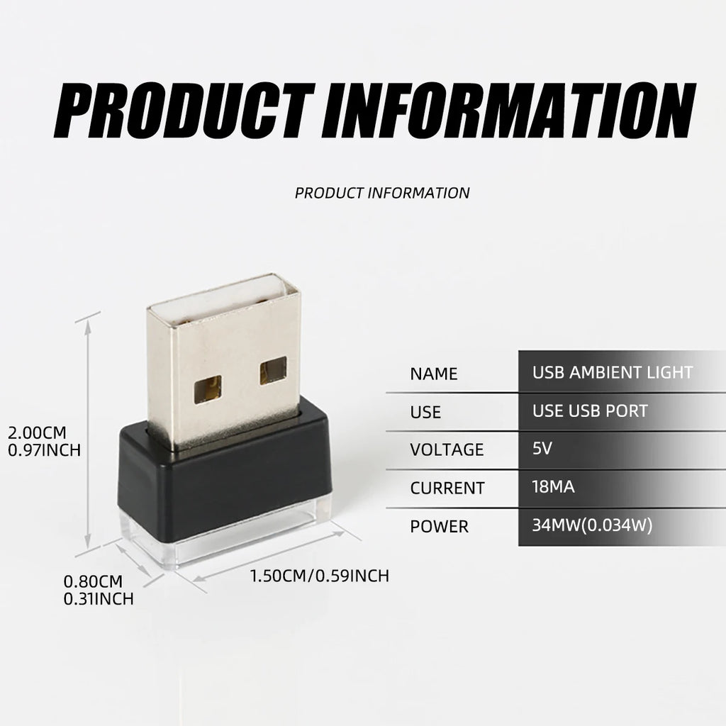 Car USB LED Atmosphere Light Mini Romantic LED Lamp Car Inte