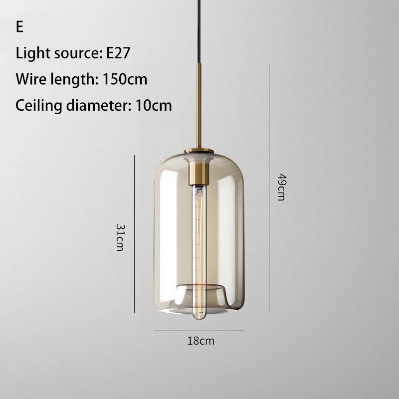 Nordic LED High quality glass pendant light Gold coloured head Various shapes of glassBedroom Living Room Restaurant Corridor