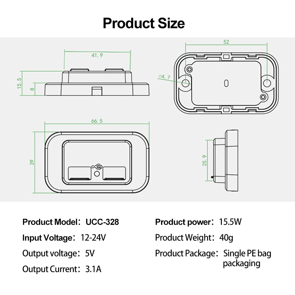 PD QC3.0 Car Charger Socket Quick Charge 12V/24V For Motorcy
