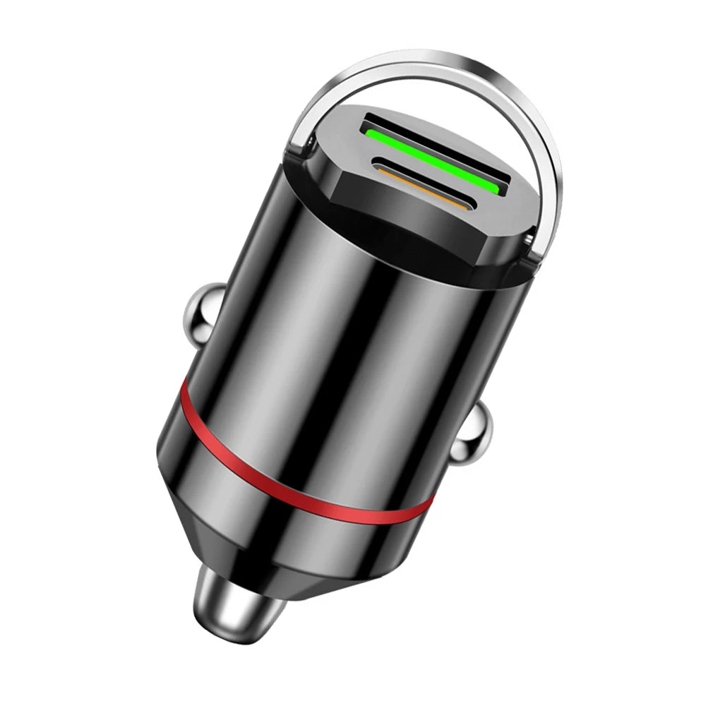 100W Dual Ports Mini Car Pull Ring Charger PD30W USB Type C Multi-Functional Fast Charging Car Charger Adapter For Huawei Xiaomi