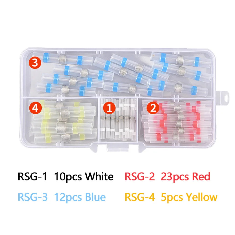 50pcs Pieces Waterproof Solder Seal Tin Ring Heat Shrink Butt Wire Connector Terminal Electric Copper Tape Solder Sleeve