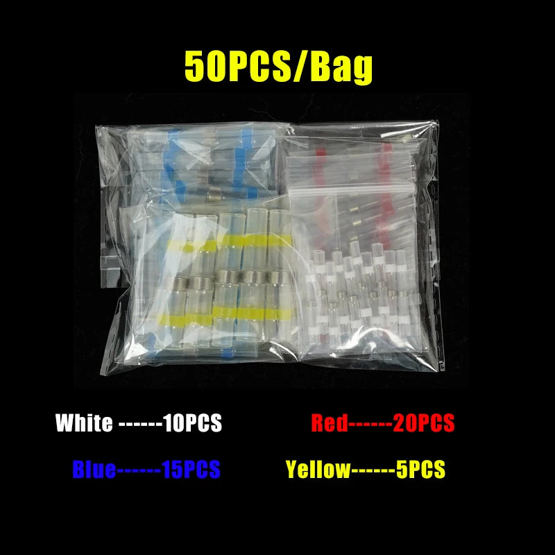 JOTTA 50PCS Waterproof Solder Seal Heat Shrink Tube Wire Con