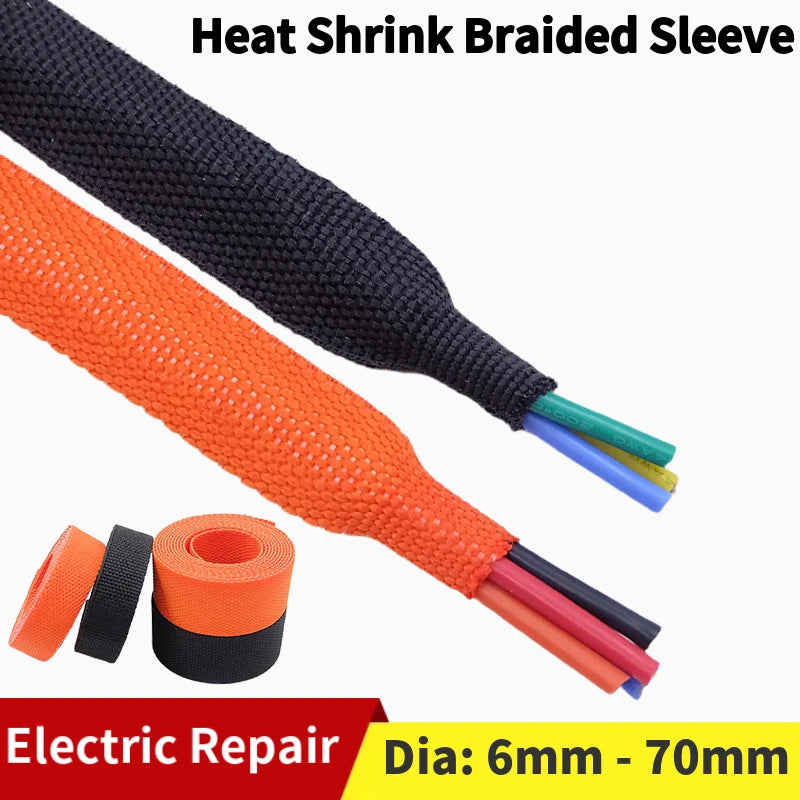 Braided Cable Sleeve Heat Shrink Tube 6/8/10/12mm Insulation
