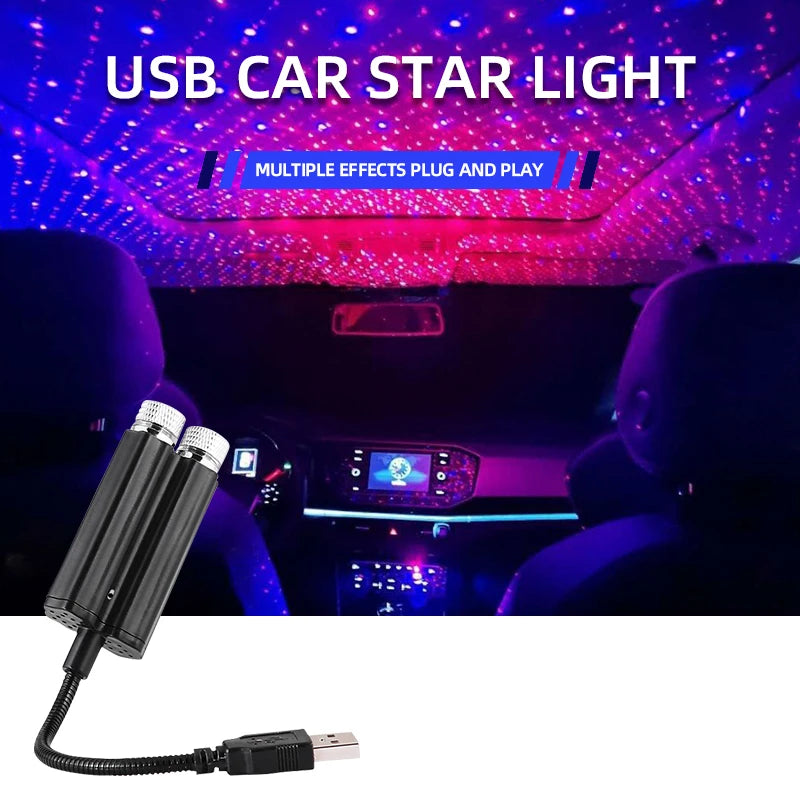 1pcs Car Interior Lights Roof Star Light USB LED Starry Atmo