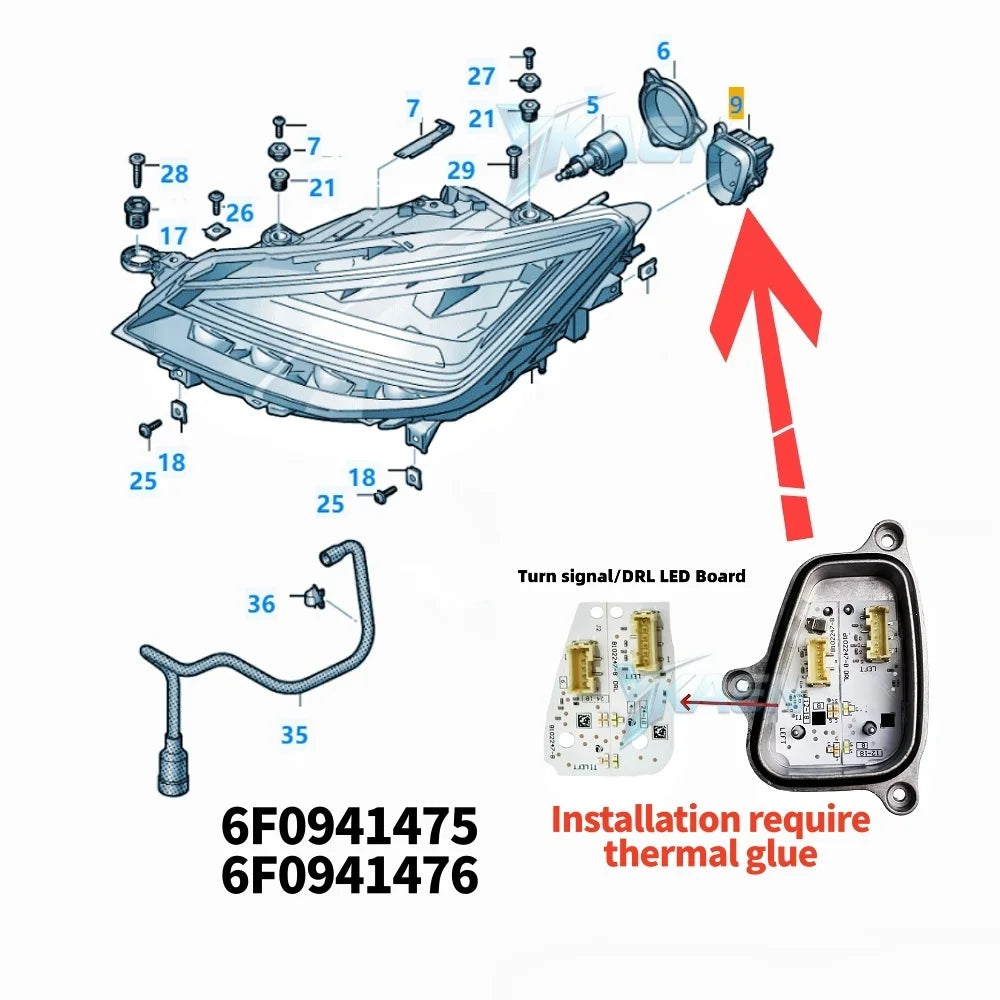 LED Headlight Daytime Running Light Turn Signal Module White DRL Boards for Seat