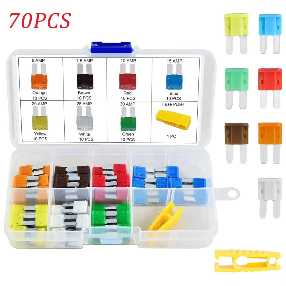 35/56/70/84/100/105/126pcs Micro 2 Blade Fuse Assortment Kit for Truck Replacement with Fuse Puller(5A 7.5A 10A 15A 20A 25A 30A)