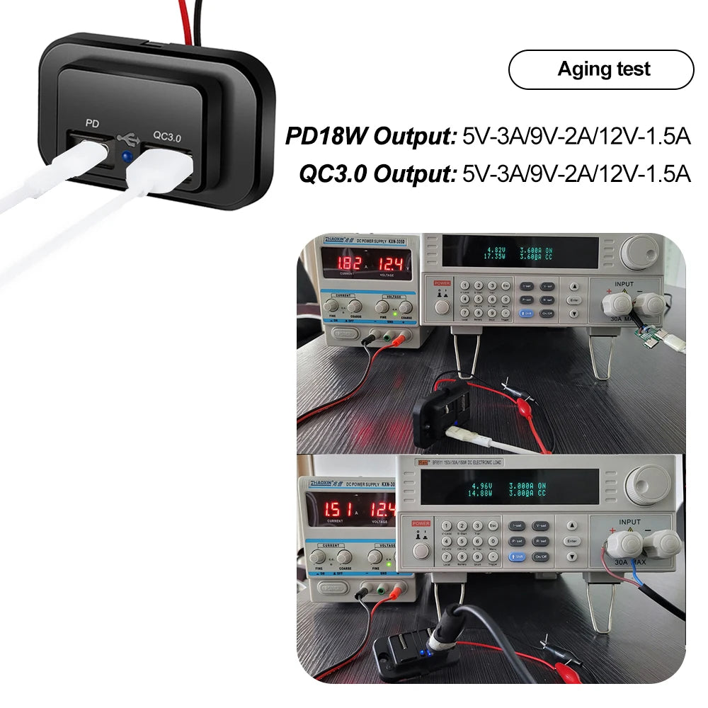 PD QC3.0 Car Charger Socket Quick Charge 12V/24V For Motorcy