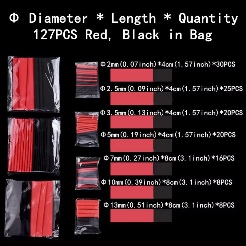 2 1 Heat Shrink Tubing 127-850 PCS Insulated Polyolefin Sheathed Electronic DIY Kit Electrical Connection Tubing Cable Sleeves