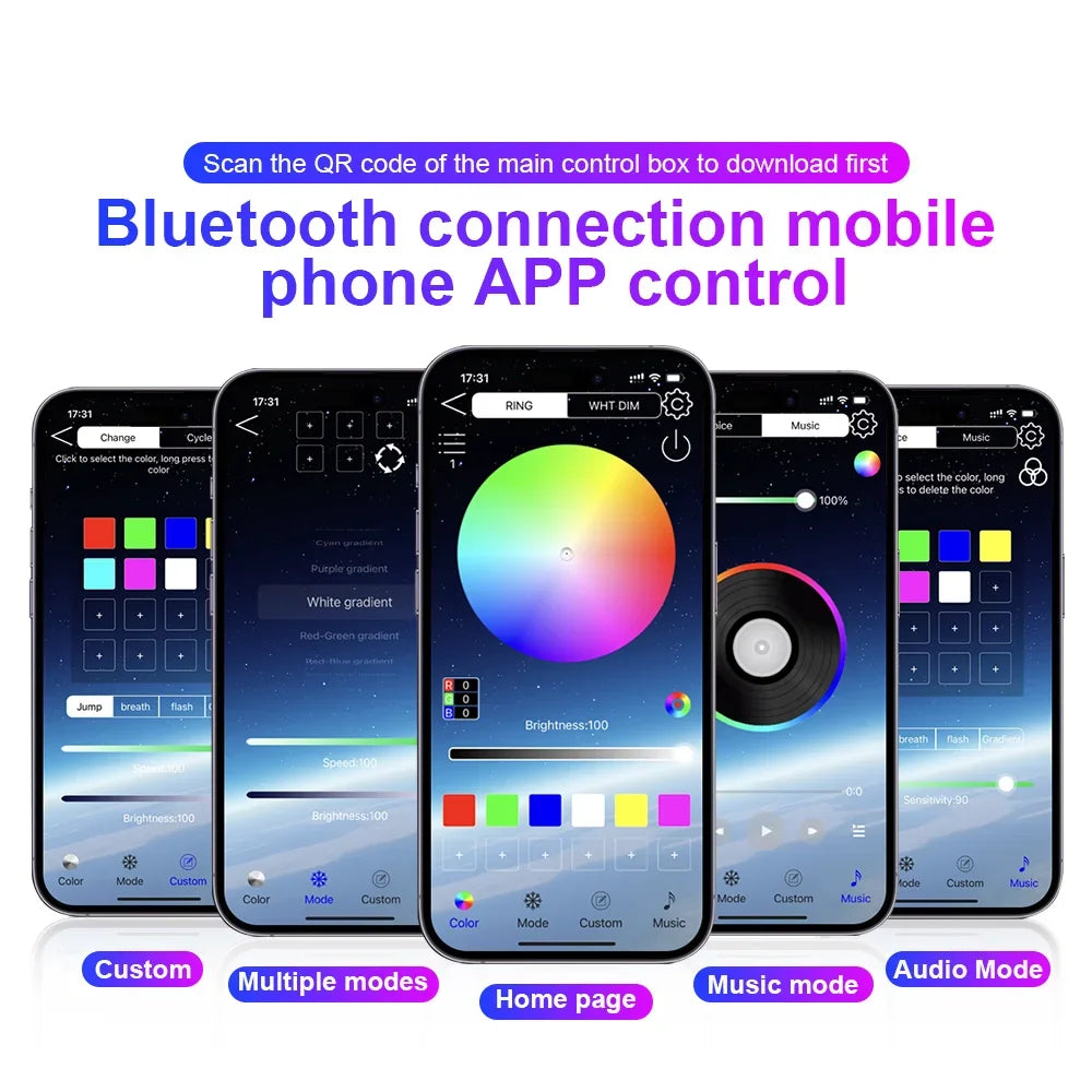 10/14/18 in 1 Led Car Ambient Lights 213 64 Color RGB Sympho